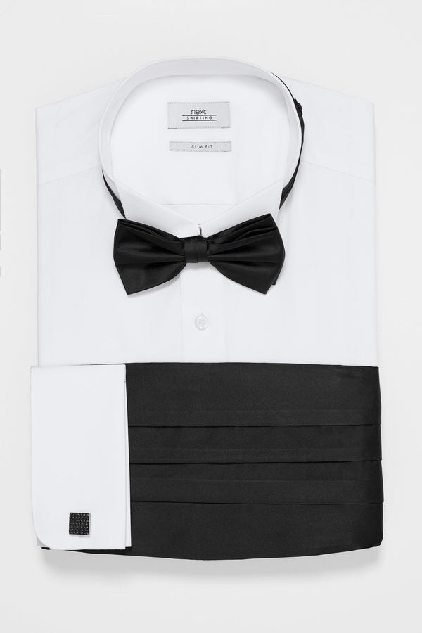 White Wing Collared Shirt w/ Bow-tie, Cufflinks, and Cummerbund