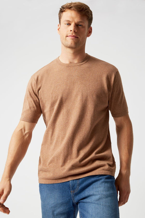 Camel Relaxed Knitted Tee