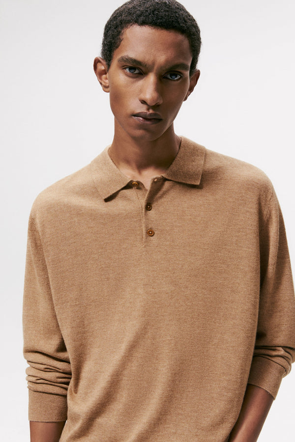 Wool-Blend Polo Sweater