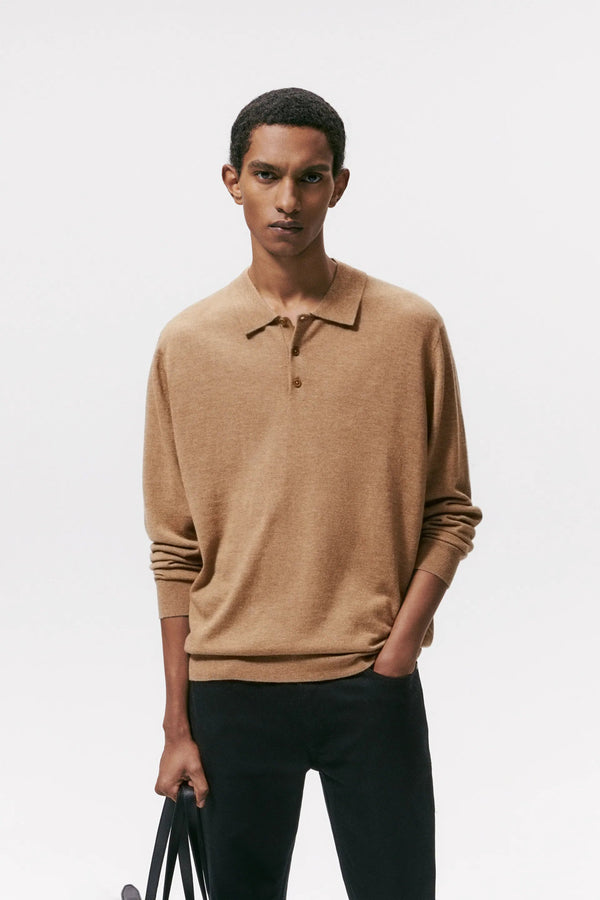 Wool-Blend Polo Sweater